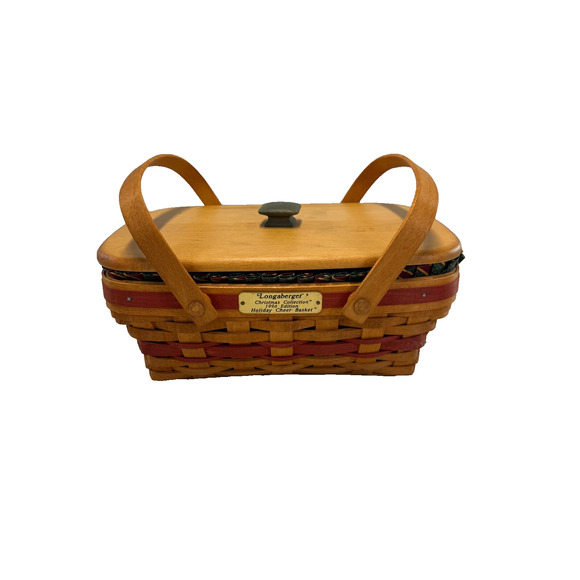 1996 Longaberger Holiday Cheer Basket w/Liner, Protector & Lid 12L x 8W x 4.25H - Picture 7 of 7